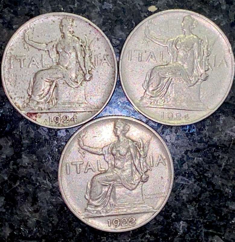 ITALY SET 1 LIRE 1922 & 1924( 1 BID TAKE ALL)