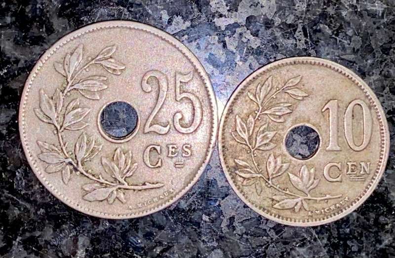 BELGIUM 25 CENTIMES 1927 & 10 CENTIMES 1924(1 BID TALKE ALL)