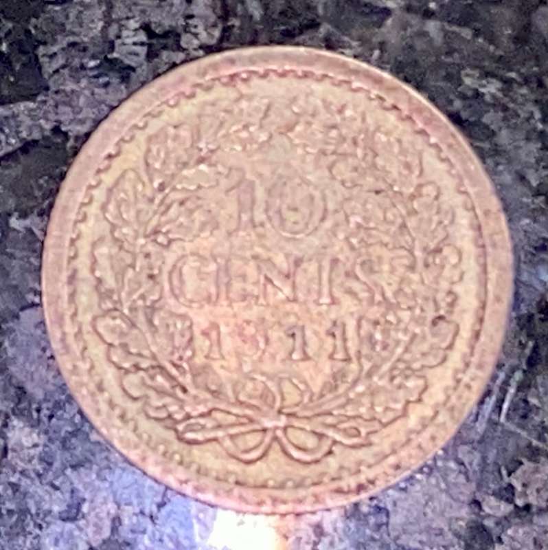 NETHERLANDS SILVER 10 CENT 1911
