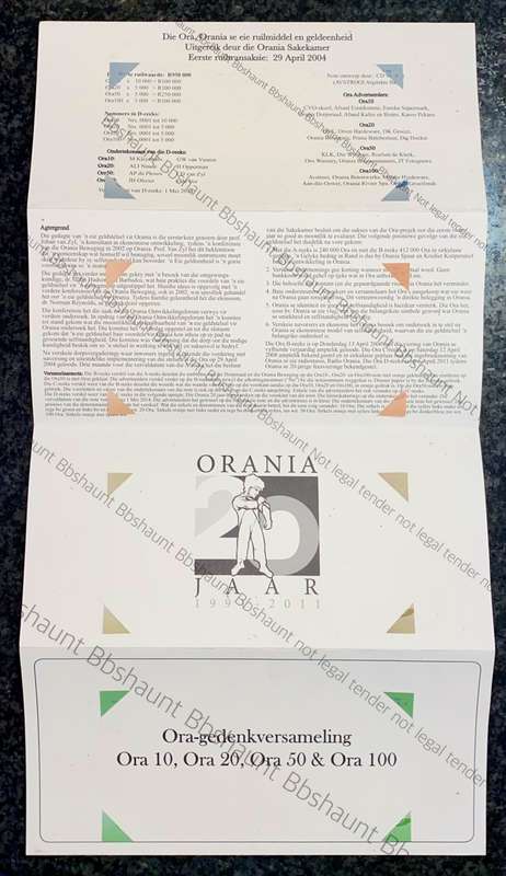 COMPLETE SET OF  LOW NUMBER 0195 -ORANIA ORA 100 ORA TO 10 ORA UNC IN ORIGINAL FOLDER(1 BID TAKES AL