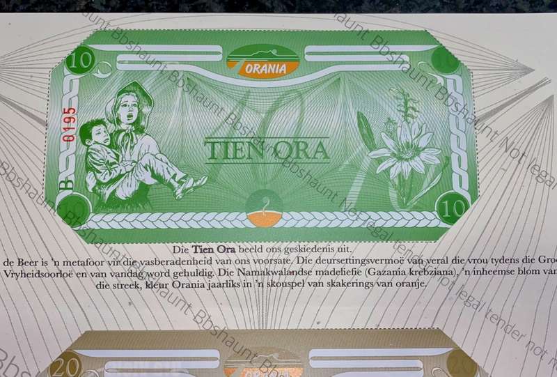 COMPLETE SET OF  LOW NUMBER 0195 -ORANIA ORA 100 ORA TO 10 ORA UNC IN ORIGINAL FOLDER(1 BID TAKES AL