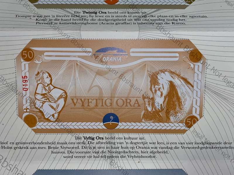 COMPLETE SET OF  LOW NUMBER 0195 -ORANIA ORA 100 ORA TO 10 ORA UNC IN ORIGINAL FOLDER(1 BID TAKES AL