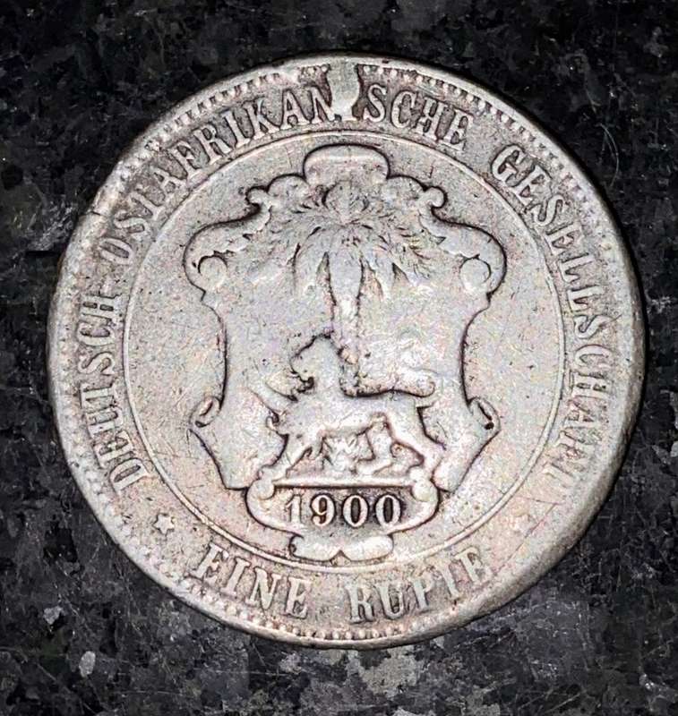 GERMAN EAST AFRICA SILVER 1 RUPIE 1891 WIHELM II - EX-MOUNT - SILVER .917