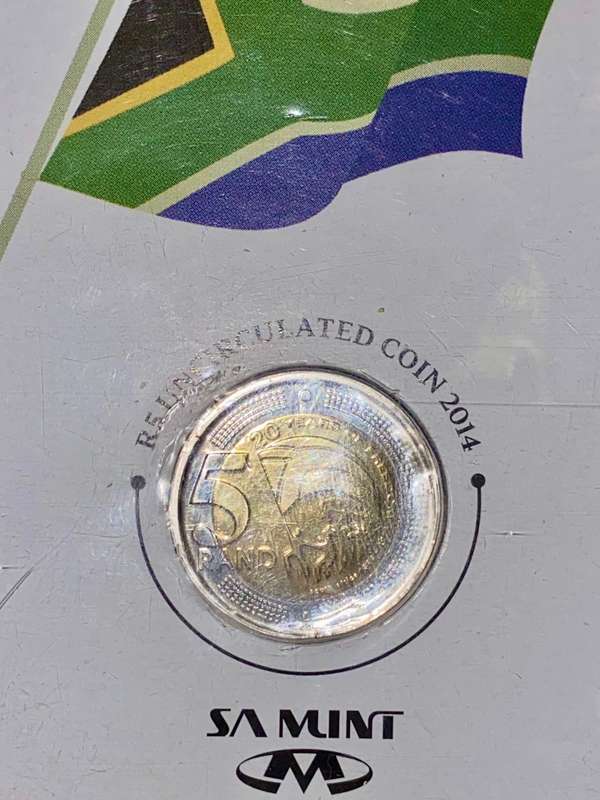 S A MINT R5 -20 YEARS OF DEMOCRACY & R2 -100 YEAR ANNIVERSARY UNION BUILDINGS UNC IN ORIGINAL FOLDER