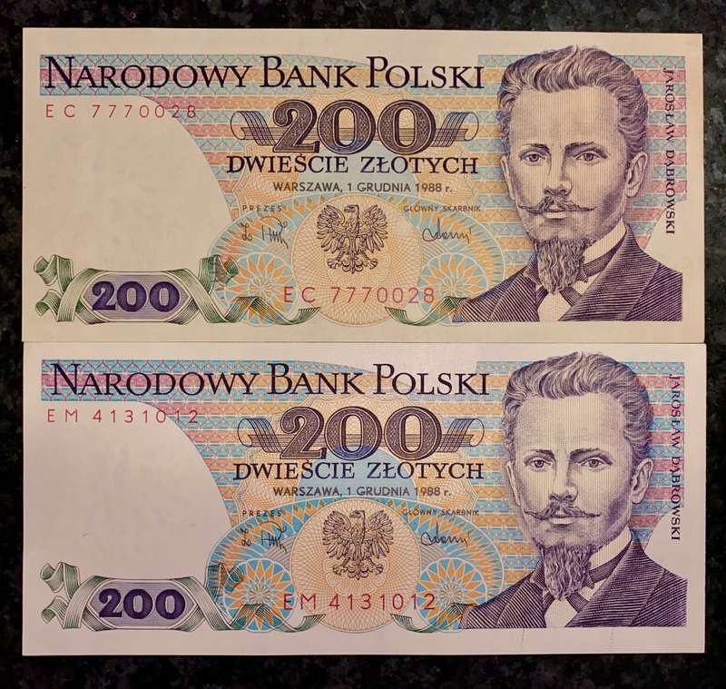 POLAND 200 ZLOTYCH  1988  UNC ( 1 BID TAKES ALL)