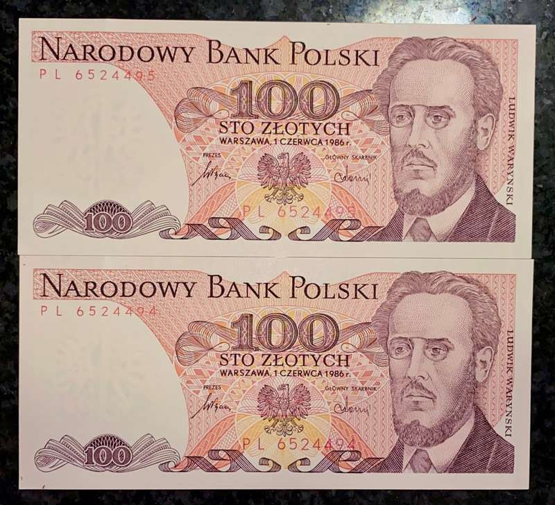 POLAND 200 ZLOTYCH IN SEQUENCE 1986  UNC ( 1 BID TAKES ALL)