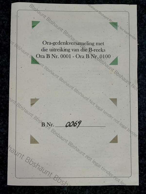 COMPLETE SET VERY LOW NUMBER 069 -ORANIA ORA 100 ORA TO 10 ORA UNC IN ORIGINAL FOLDER(1 BID TAKES AL
