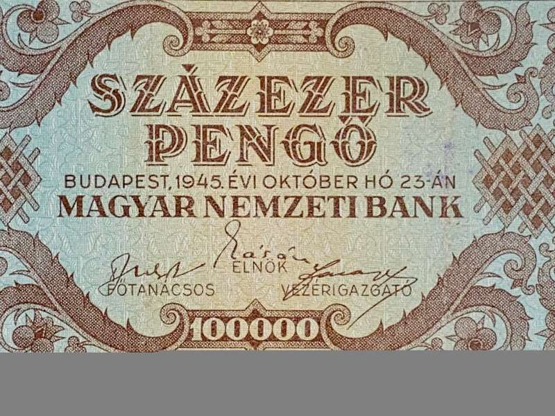 HUNGARY 100,000 PENGO 1945 WW2 BUDAPEST