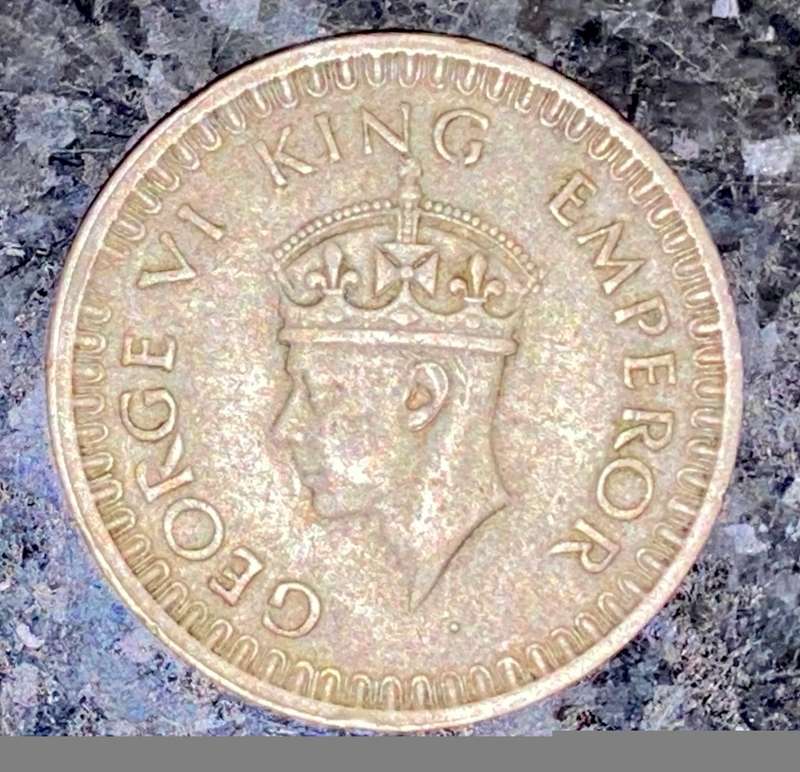 BRITISH / INDIA SILVER 1/2 RUPEE 1943 WW2