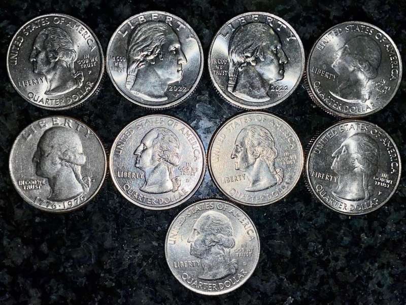 U S A  - 50 STATES COLLECTION 1/4 DOLLARS (1 BID TAKES ALL 9 COINS)