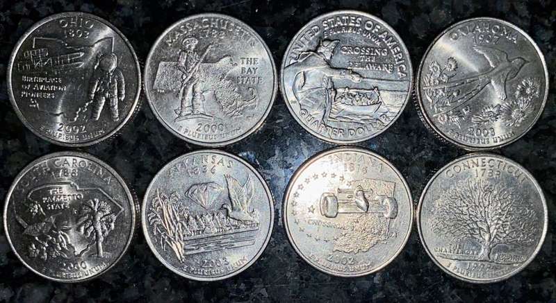 U S A  - 50 STATES COLLECTION 1/4 DOLLARS (1 BID TAKES ALL 8 COINS)