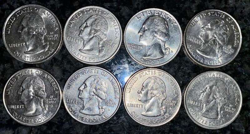 U S A  - 50 STATES COLLECTION 1/4 DOLLARS (1 BID TAKES ALL 8 COINS)