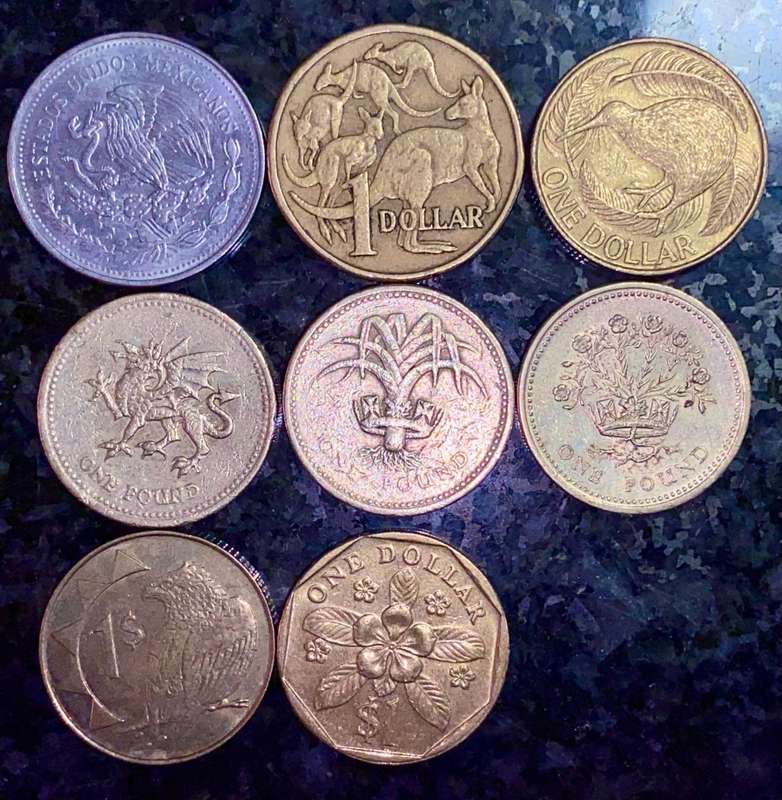 DOLLARS & POUNDS COLLECTION -- MEXICO -- UK -- AUSTRALIA -- SINGAPORE -- NEW ZEALAND (1 BID TAKES AL