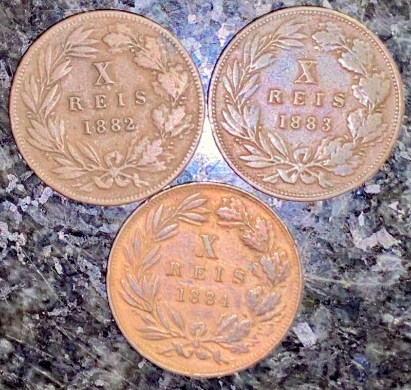 PORTUGAL SET 10 REIS 1892, 1893 & 1894 (1 BID TAKES ALL)