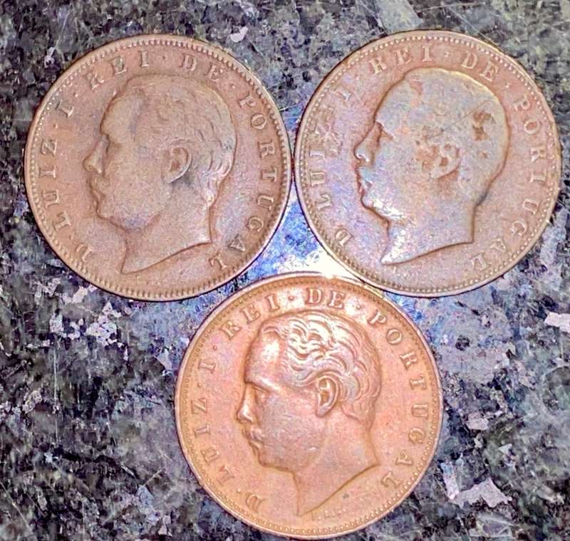 PORTUGAL SET 10 REIS 1892, 1893 & 1894 (1 BID TAKES ALL)