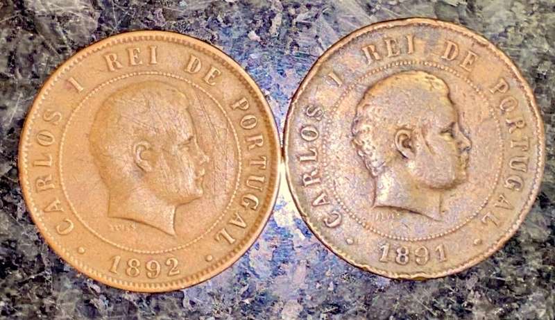 PORTUGAL SET 20 REIS 1891 & 1892 (1 BID TAKES ALL)