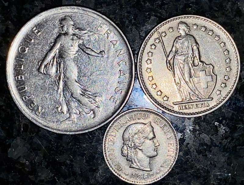 SWITZERLAND HELVETIA SET 5 FRANCS 1975, 1979 & 1981 ( 1 BID TAKES ALL)
