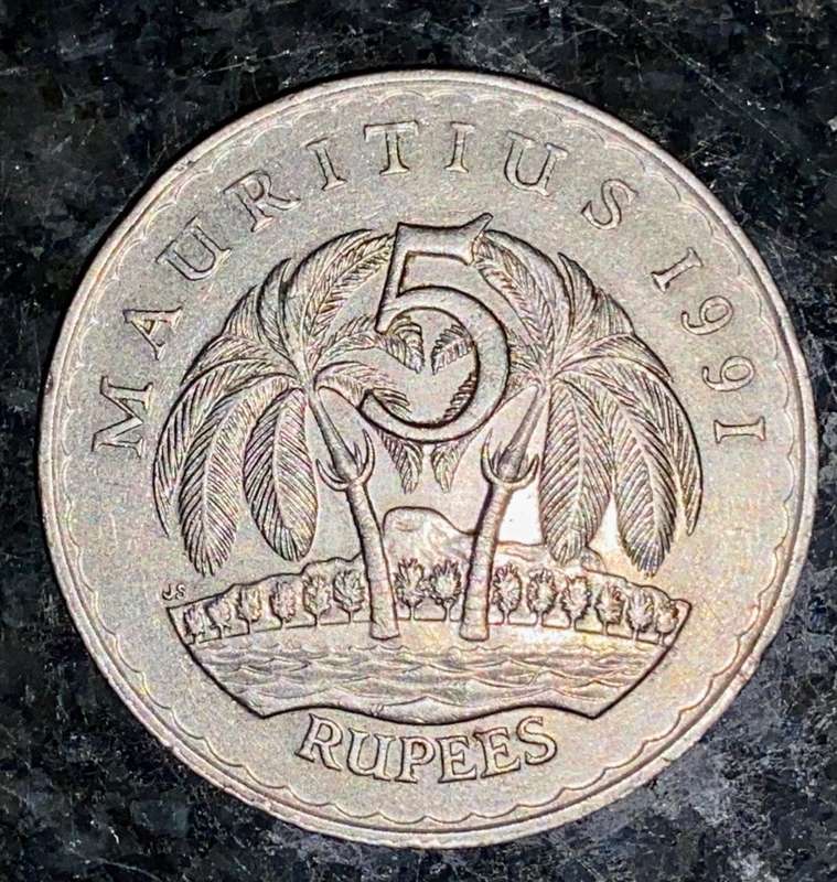 MAURITIUS 5 RUPEES 1991