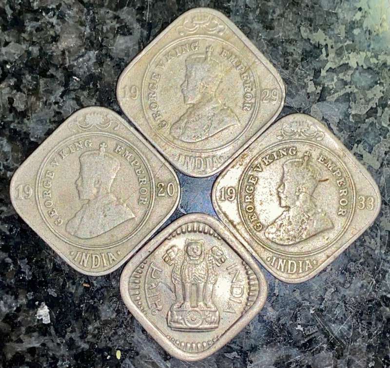 BRITISH / INDIA SET 2 ANNAS 1920. 1929 & 1933 + INDIA 5 PAISE 1959 (1 BID TAKES ALL)