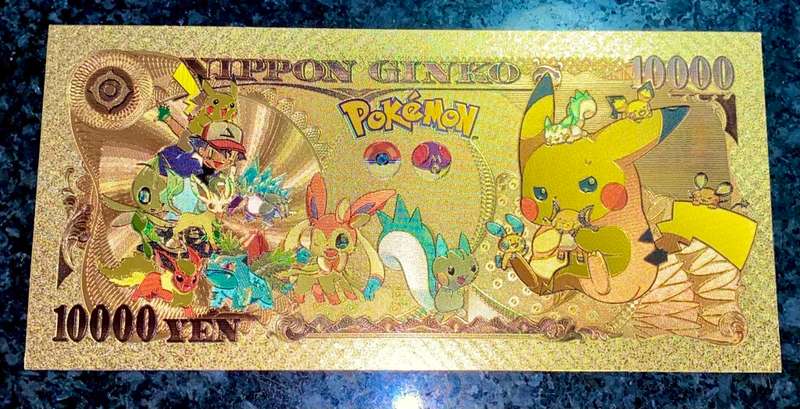 GOLD POKÉMON NIPPON GINKO 10,000 YEN CARD GOLD 999999