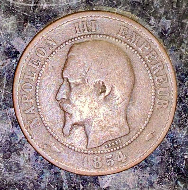 FRANCE 10 CENTIMES NAPOLEON III 1854 A