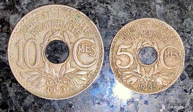 FRANCE SET 10 CENTIMINES 1936 & 5 CENTIMINES 1935(1 BID TAKES ALL)