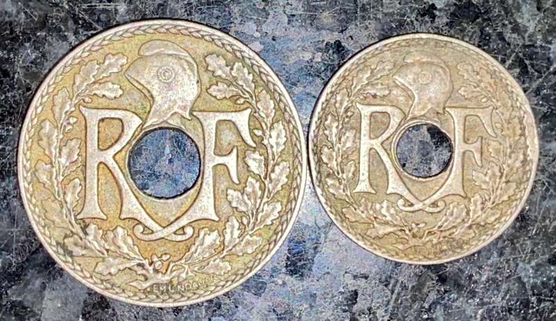 FRANCE SET 10 CENTIMINES 1936 & 5 CENTIMINES 1935(1 BID TAKES ALL)