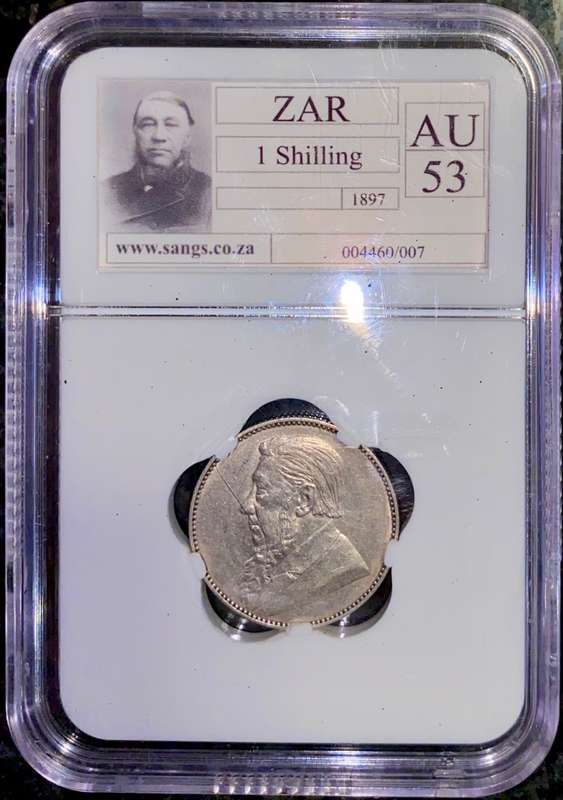 Z A R 1897 GRADED SILVER 1 SHILLING AU53