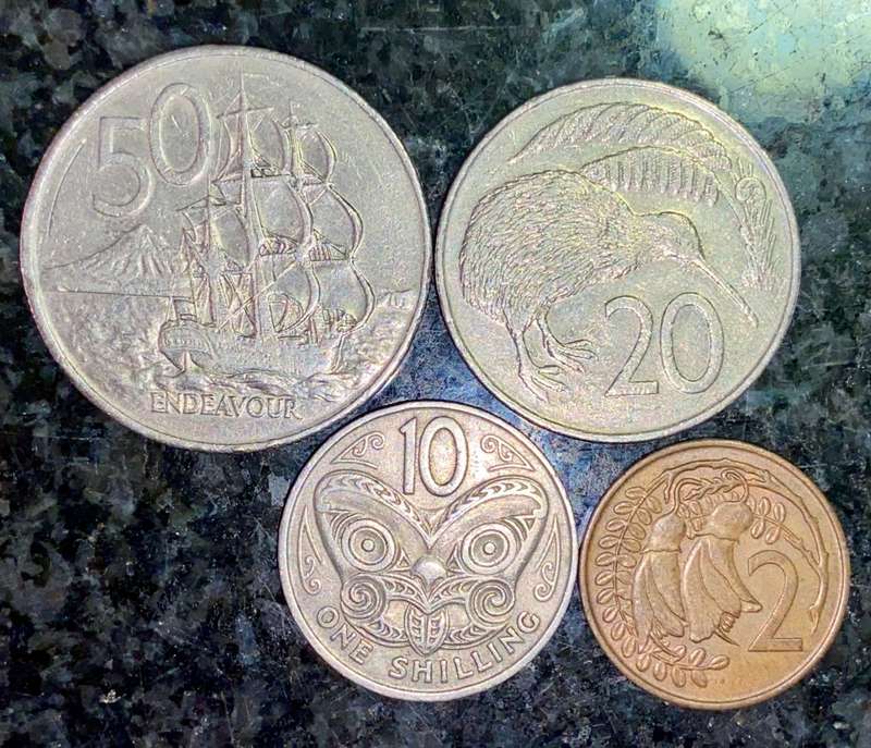 NEW ZEALAND SET 50 CENT 1979, 20 CENT 1978, 10 CENT & 2 CENT 1967(1 BID TAKES ALL)