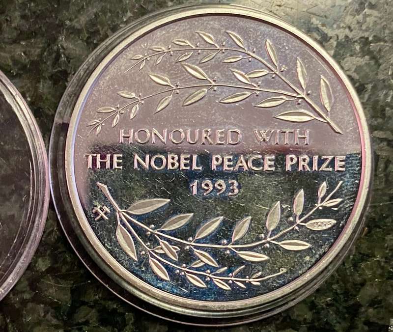 NELSON MANDELA 1OZ STERLING SILVER LONG WALK TO FREEDOM 1993 NOBEL PEACE PRIZE