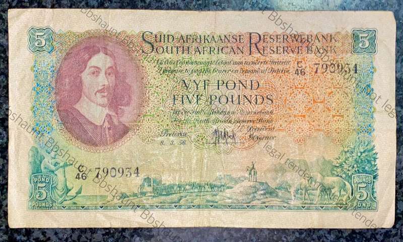 MH DE KOCK 5 POUND 08-03-56 A/E 3RD ISSUE C46