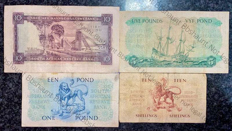 MH DE KOCK SET 10 POUND 1955, 5 POUND 1958, 1 POUND 1954 & 10 SHILLINGS 1957 ALL E/A(1 BID TAKES ALL