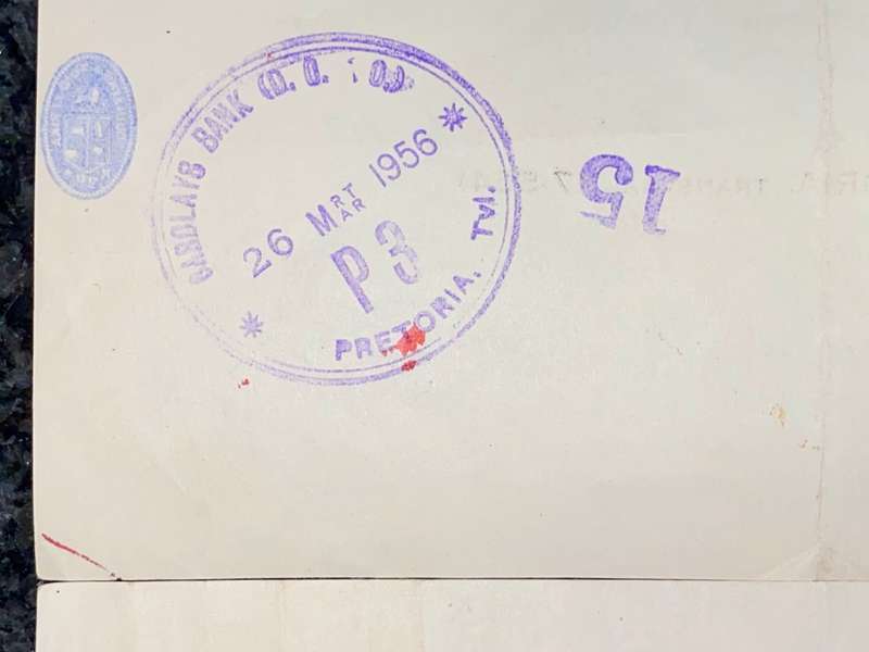 BARCLAYS BANK COLONIAL & OVERSEAS IN SEQ POUND & SHILLING 1956 STAMPED -- ST JOHNS AMBULANCE BRIGADE