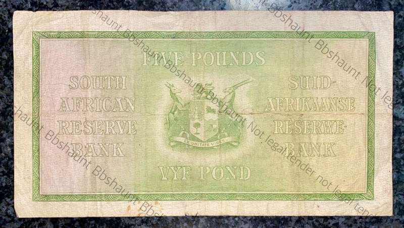 J POSTMUS 5 POUND 9 SEPTEMBER 1940 ENG/AFR B16 FIRST ISSUE