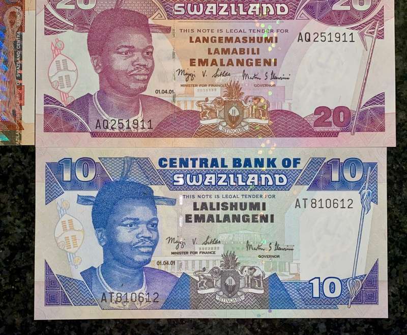 COMPLETE SET SWAZILAND 200AA EMALANGENI TO 10 EMALANGENI - 100E IS VERY LOW AB0000492 ALL GEM UNC