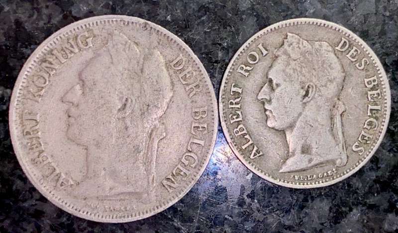 BELGIUM CONGO SET 1 FRANC 1922 & 50 CENTIMES 1921(1 BID TAKES ALL)