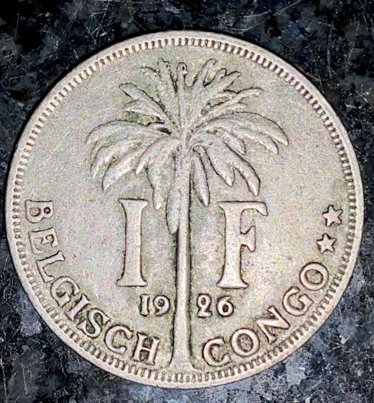 BELGIUM CONGO SET 1 FRANC 1926 & 5 CENTIMES 1925(1 BID TAKES ALL)