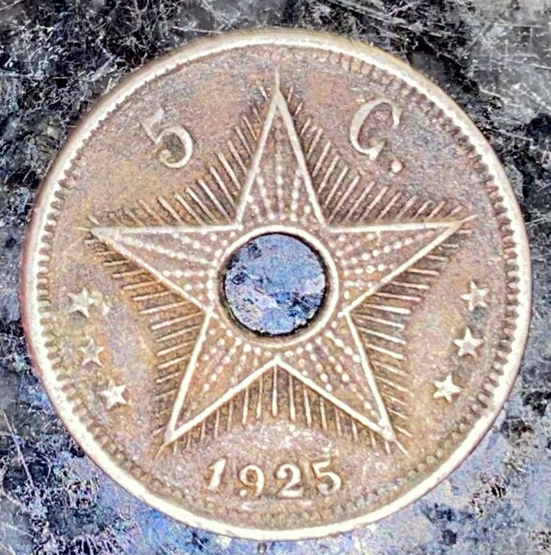 BELGIUM CONGO SET 1 FRANC 1926 & 5 CENTIMES 1925(1 BID TAKES ALL)