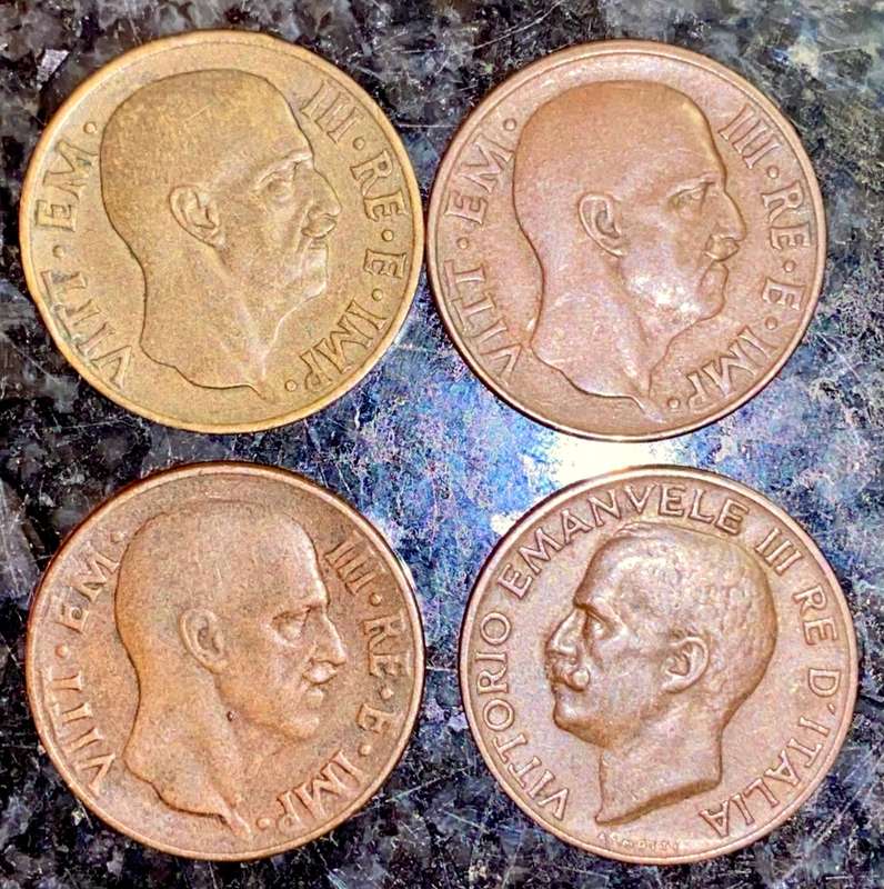 ITALY SET 10 CENTESIMI 1932, 1936 & 2X 1939WW2 (1 BID TAKES ALL)
