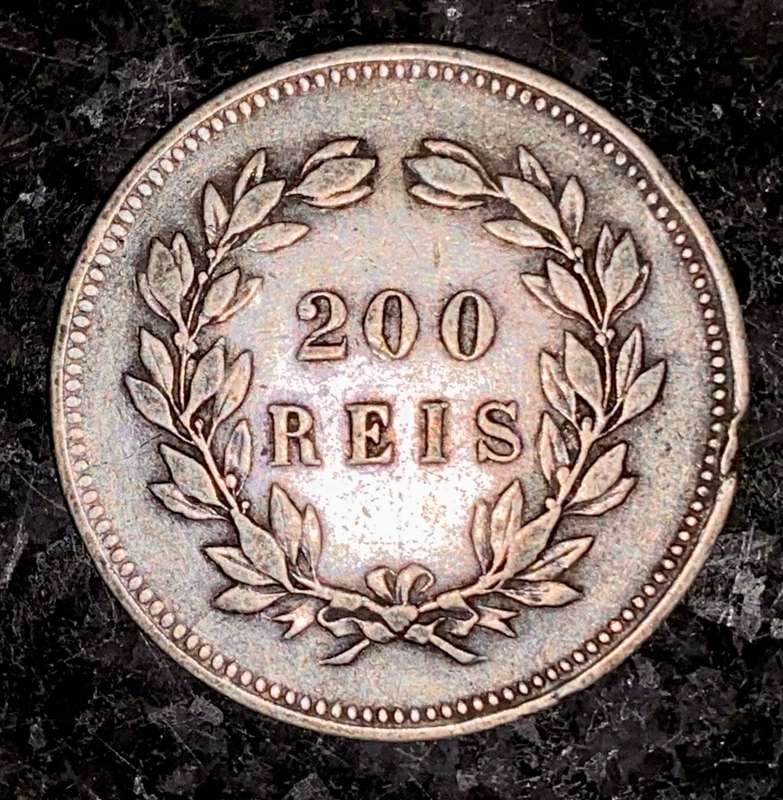PORTUGAL SILVER 200 REIS 1891