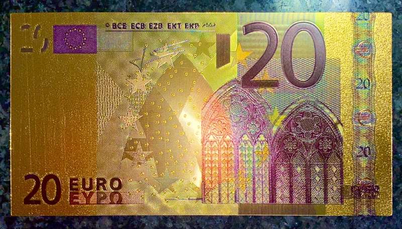 EURO COLORIZED GOLD FOIL - 20 EURO`S 2002 - X09999999999
