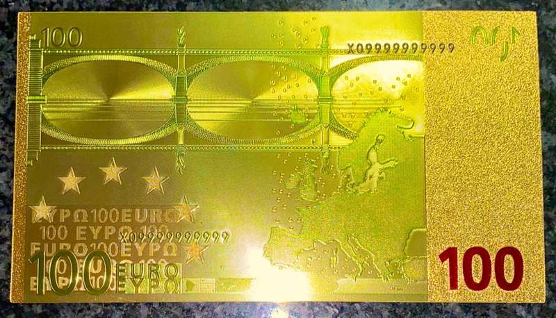 EURO COLORIZED GOLD FOIL - 100 EURO`S 2002 - X09999999999