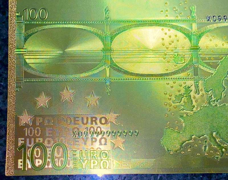 EURO COLORIZED GOLD FOIL - 100 EURO`S 2002 - X09999999999