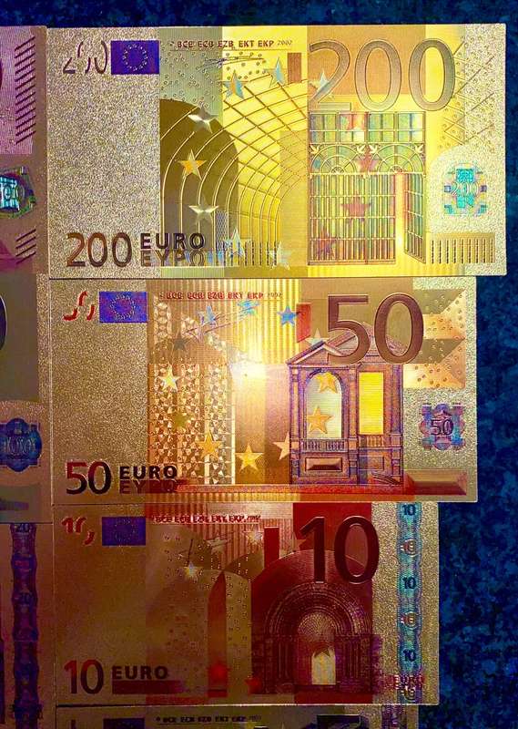 EURO COLORIZED GOLD FOIL - FULL SET FROM 500 EURO TO 5 EURO 2002 - X09999999999(1 BID TAKES ALL 7)