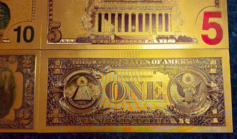 U S A GOLD FOIL - FULL SET 100 DOLLARS TO 1 DOLLAR - UNC GOLD 9999 CARD(1 BID TAKES ALL 8)
