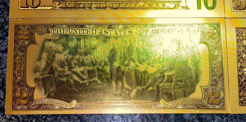 U S A GOLD FOIL - FULL SET 100 DOLLARS TO 1 DOLLAR - UNC GOLD 9999 CARD(1 BID TAKES ALL 8)