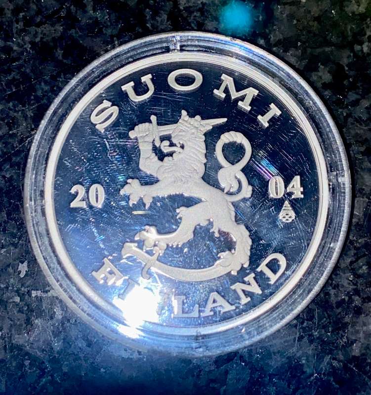 SOUTH AFRICA NATURA SILVER PROOF FINLAND - LYNX 2004 CROWN IN CAPSULE