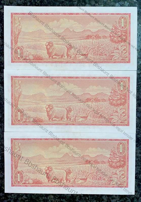 TW DE JONGH R1 IN SEQUENCE B416 /332480-479 & 482 UNC 3RD ISSUE 1975(1 BID TAKES ALL)