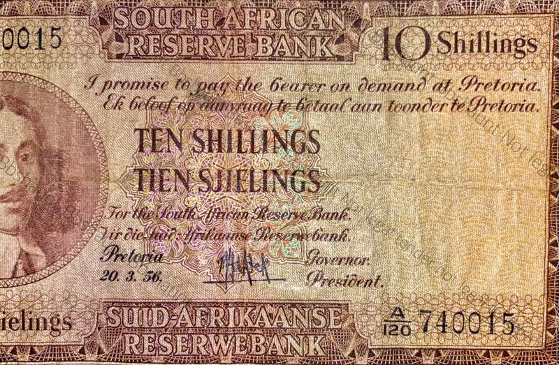 MH DE KOCK TWO DIFFERENT PROTEA COLORS 10 SHILLINGS 1954 & 1956(1 BID TAKES ALL)