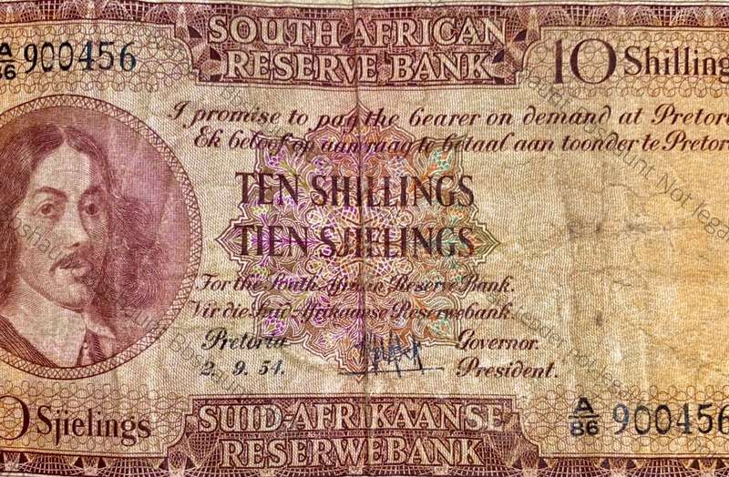 MH DE KOCK TWO DIFFERENT PROTEA COLORS 10 SHILLINGS 1954 & 1956(1 BID TAKES ALL)